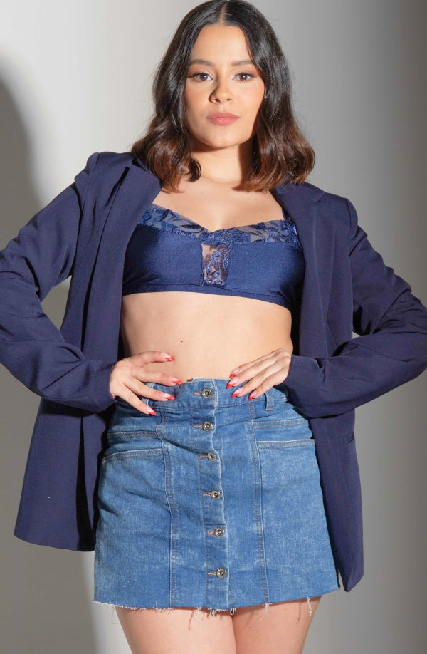 Goddess Bra & Panty Set in Navy Blue